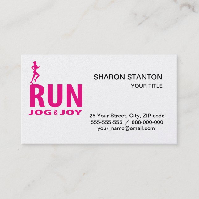 Run, jog and joy business card (Front)