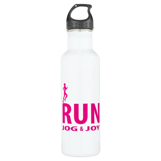 Run, jog and joy stainless steel water bottle (Front)
