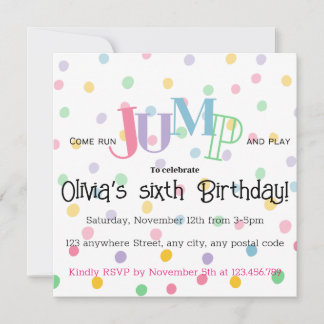 Run, jump ,play colorful dots invitation