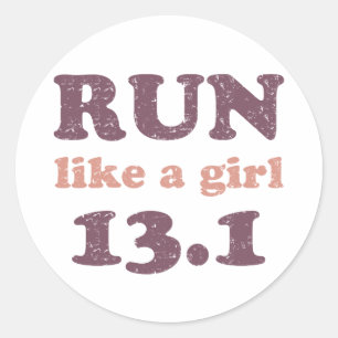 Run like a girl 13.1 classic round sticker