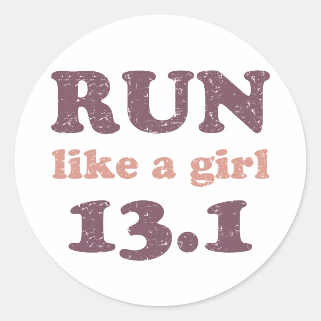 Run like a girl 13.1 classic round sticker (Front)