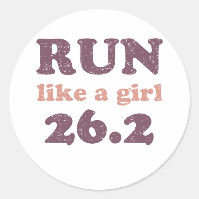 Run like a girl 26.2 classic round sticker (Front)