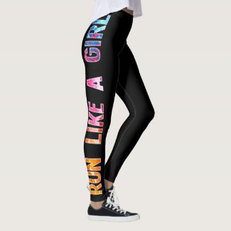 Run like a girl black watercolor rainbow