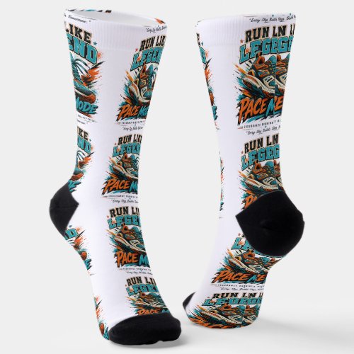 Run Like Legend Pace Mode Retro Running Shoe Art Socks