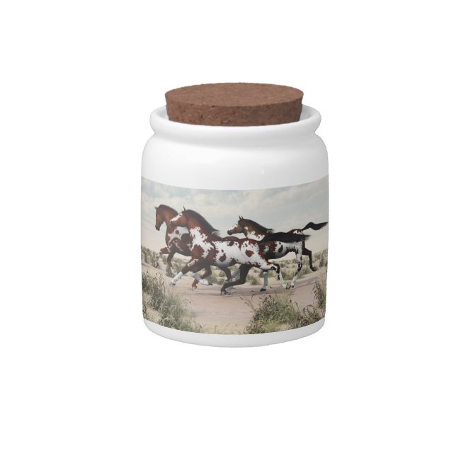 Run Like the Wind - Galloping Horses Candy Jar (Front)