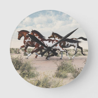 Run Like the Wind - Galloping Paint Horses Clock