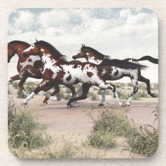 Run Like the Wind - Galloping Paint Horses Drink Coaster