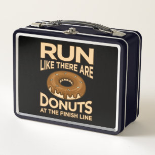 Run Like There Are Donuts Marathon Runner Running Metal Lunch Box