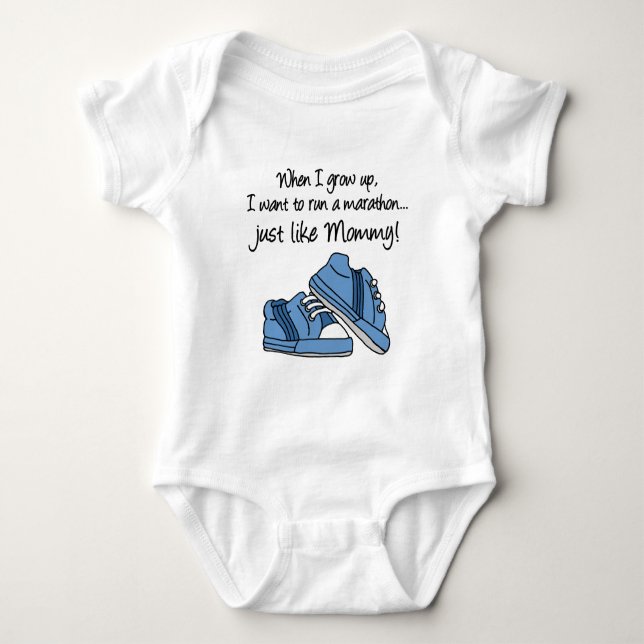 Run Marathon Just Like Mommy Baby Bodysuit (Front)
