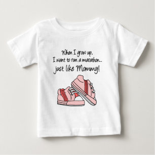 Run Marathon Just Like Mommy (Pink) Baby T-Shirt