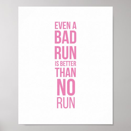 run motivational quote pink typography poster