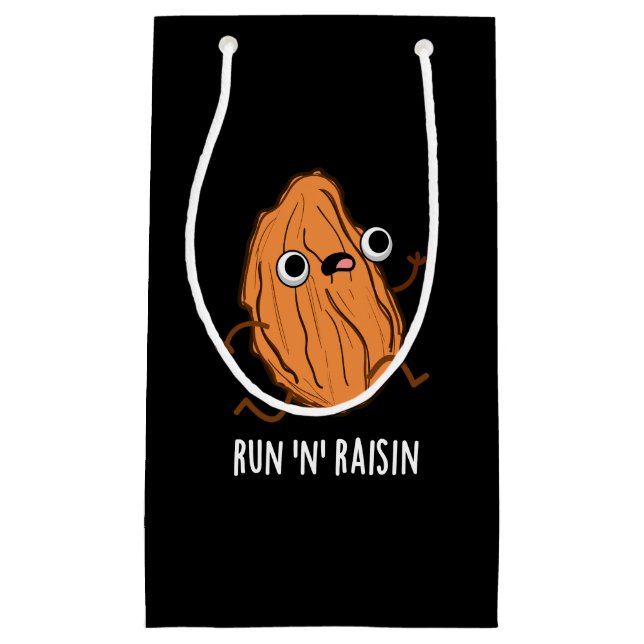 Run N Raisin Funny Food Pun Dark BG Small Gift Bag (Front)