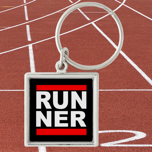 Run Ner Funny  Hip Hop Running Satire  Keychain (Unlock your potential with our sleek 'run-ner' keychain.)