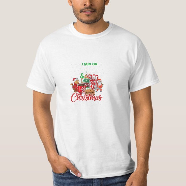 Run On Coffee And Christmas T-Shirt (Front)