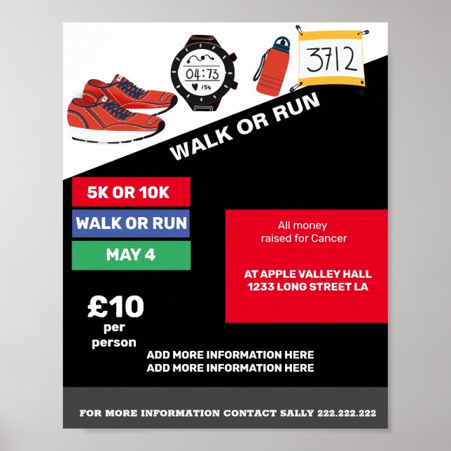 RUN OR WALK  fundraiser  poster (Front)
