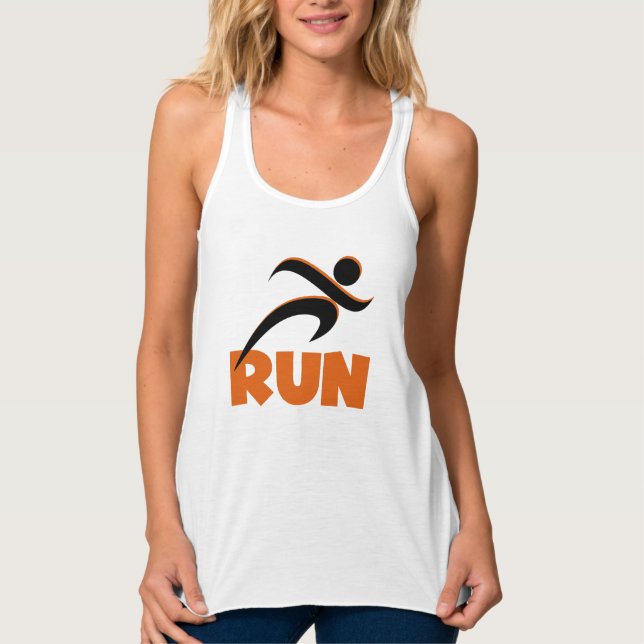 RUN Orange Fitness Running Tank Top (Front)