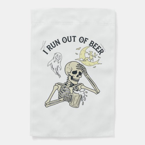Run Out Beer Skeleton Ghost Moon Halloween_1 Garden Flag