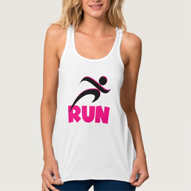 RUN Pink Fitness Running Tank Top (Front)