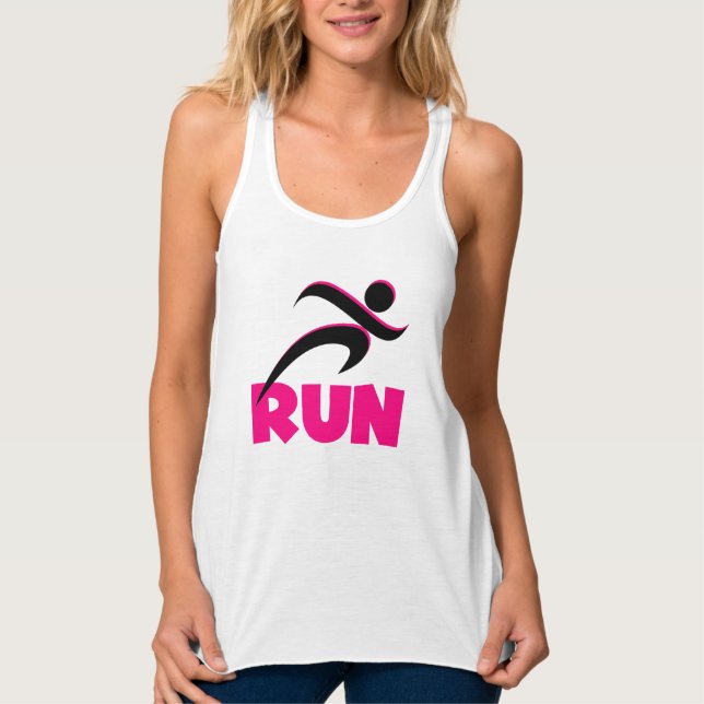 RUN Pink Fitness Running Tank Top (Front)