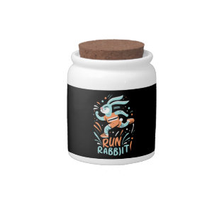 run rabbit marathon runner bunny cute candy jar
