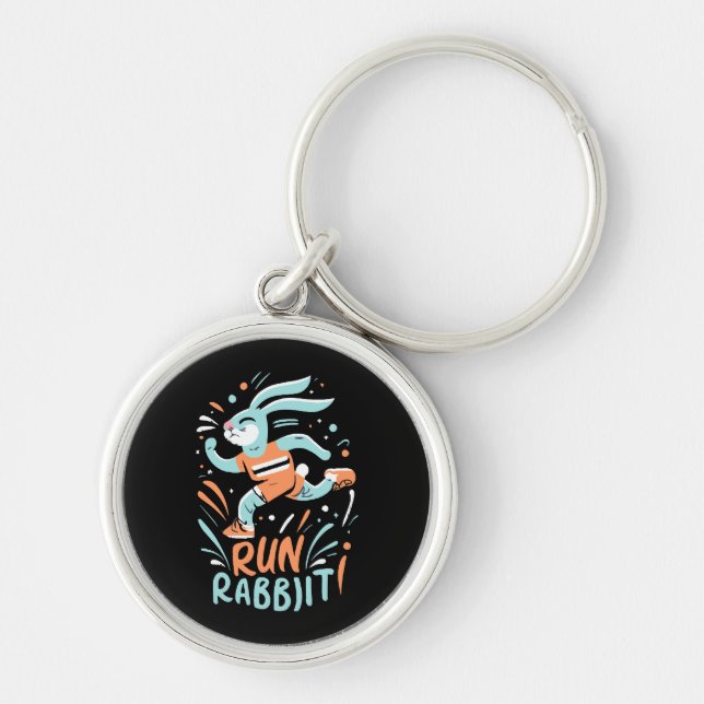 run rabbit marathon runner bunny cute keychain (Front)