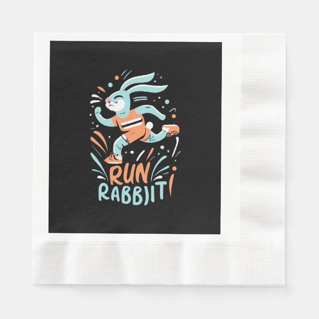 run rabbit marathon runner bunny cute napkins (Front)