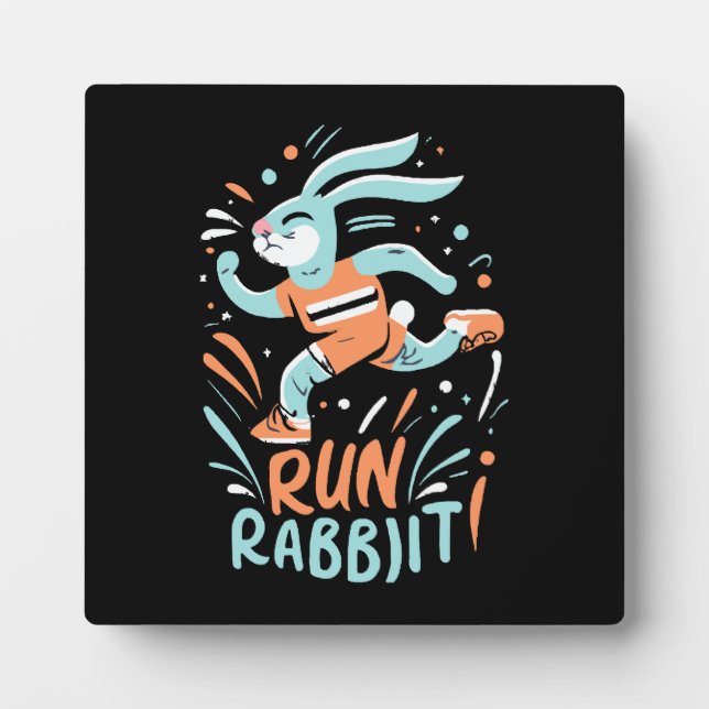 run rabbit marathon runner bunny cute plaque (Front)