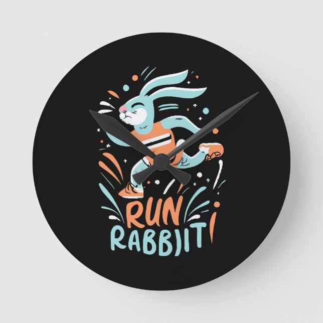 run rabbit marathon runner bunny cute round clock (Front)