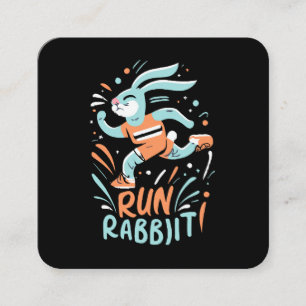 run rabbit marathon runner bunny cute square business card
