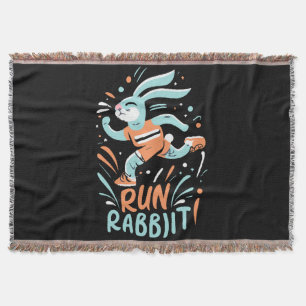 run rabbit marathon runner bunny cute throw blanket