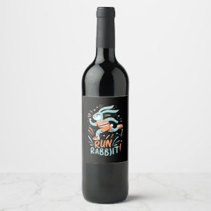 run rabbit marathon runner bunny cute wine label
