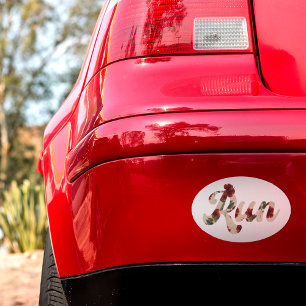 RUN Retro Type Vintage Rustic Hibiscus Pattern Car Magnet