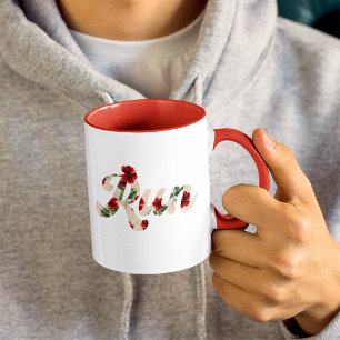 RUN Retro Type Vintage Rustic Hibiscus Pattern Mug