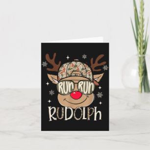Run Rudolph Santa's Reindeer Christmas Camo Boys T Card