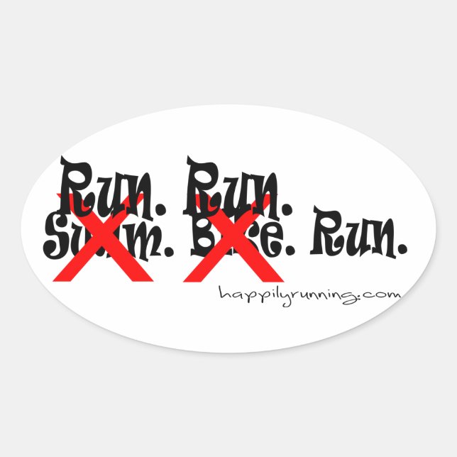 run, run, run oval sticker (Front)