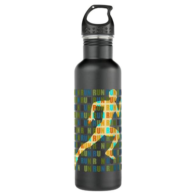 Run Run Run Run Run Stainless Steel Water Bottle (Front)
