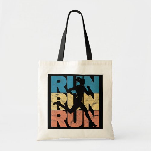 Run Run Run Running Girl Marathon Jogging Runner Tote Bag