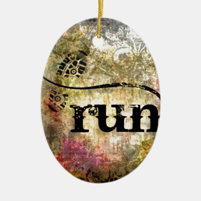 Run/Runner by Vetro Jewelry Ceramic Ornament (Front)