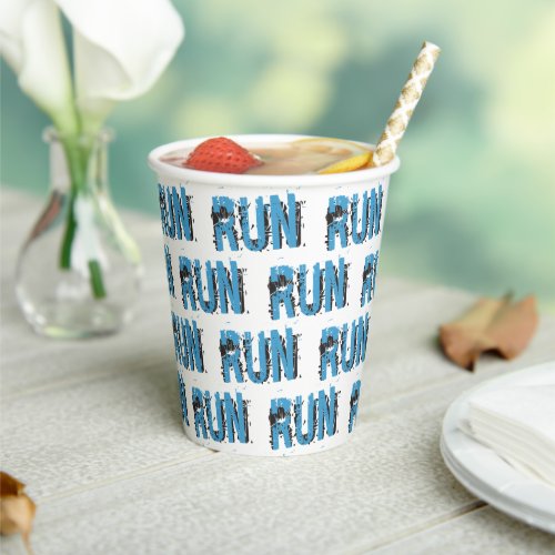 RUN Runner themed Typography Paper Cups