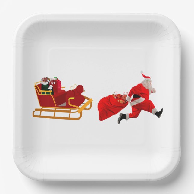 Run, Santa, Run! Paper Plates (Front)