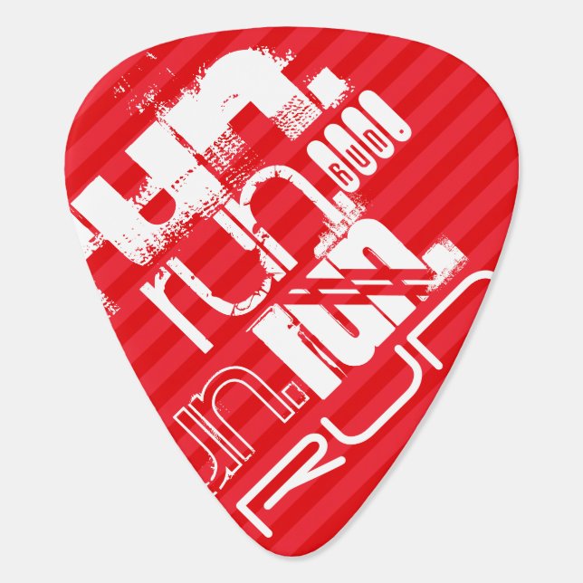 Run; Scarlet Red Stripes Guitar Pick (Back)
