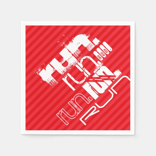 Run; Scarlet Red Stripes Napkins (Front)