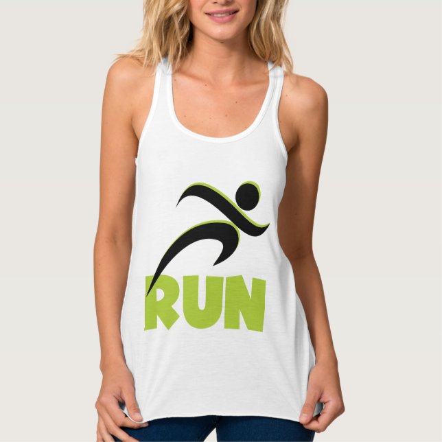 RUN Spring Green Fitness Running Tank Top (Front)