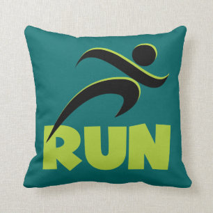 RUN Spring Green Throw Pillow