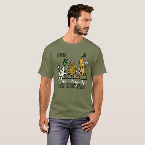 Run The Vegans Are Coming Vegetables T_Shirt