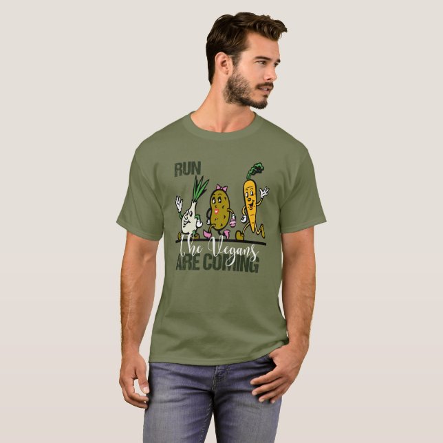 Run The Vegans Are Coming Vegetables T-Shirt (Front Full)
