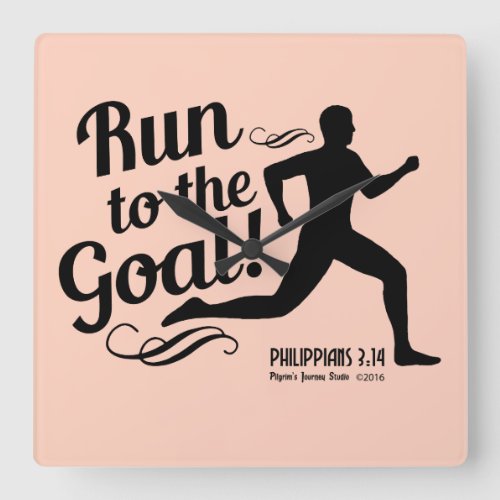 Run to the Goal Square Wall Clock