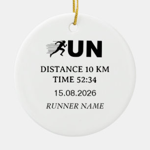 RUN Typography Running Design Minimalist Runner Ceramic Ornament