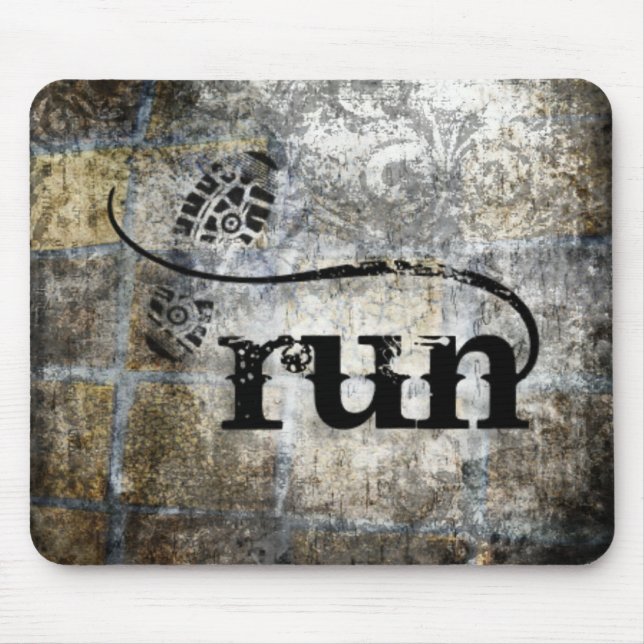 Run w/Shoe Grunge by Vetro Jewelry & Designs Mouse Pad (Front)