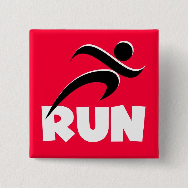 RUN White Pinback Button (Front)